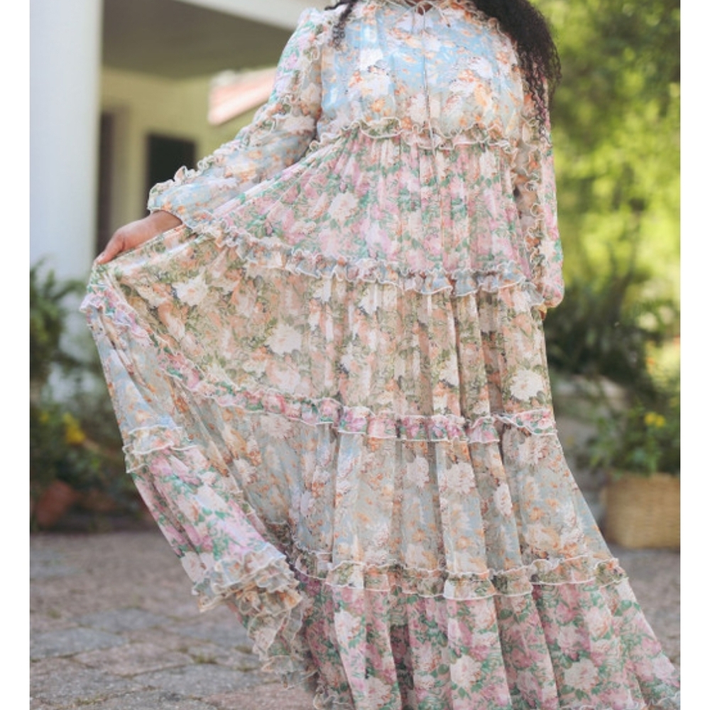 ISO Floral Maxi Dress with Ruffle Details